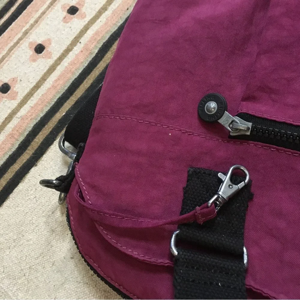 Kipling medium Purple Crossbody zipper bag multi pockets compartment GUC